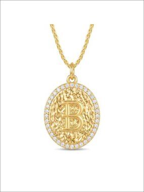 24K Gold Plated Initial Necklace with Cubic Zirconia Pendant